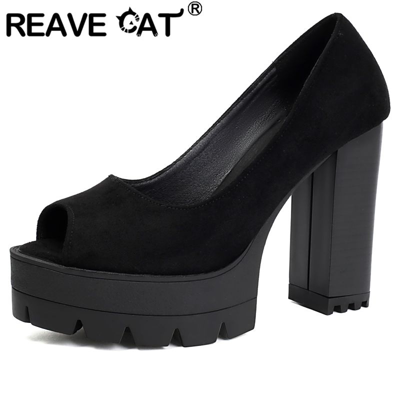 Women'S Shoes Extended Sizes - REAVE CAT Schwarze Sexy Damen-Sandalen Peeptoe