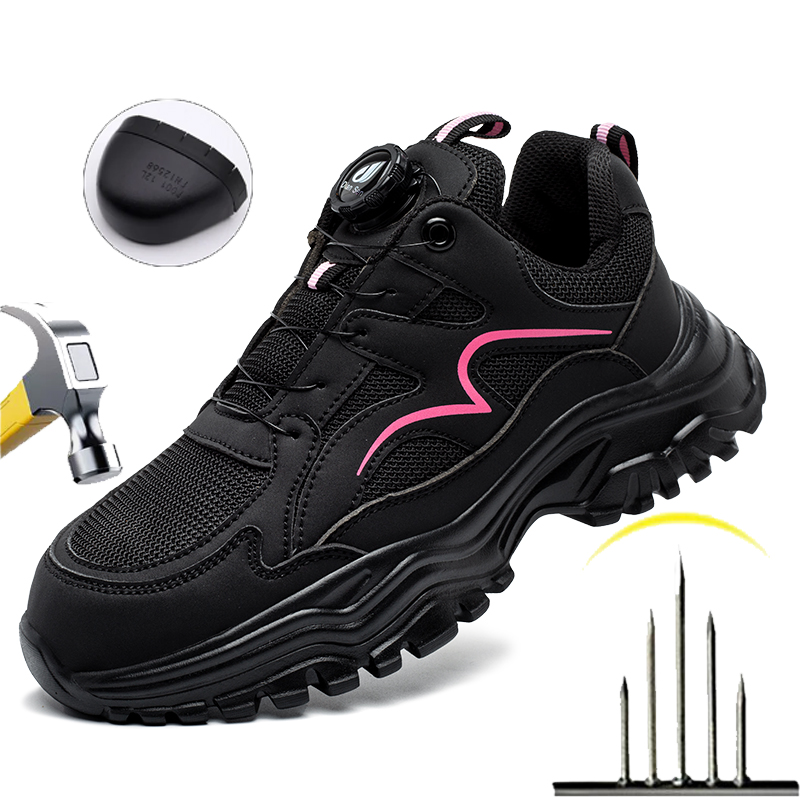 Mesh Sneaker Women - Damen-Arbeitsschuhe mit Stahlkappe, leichte, unzerstörbare Sicherheitsschuhe,