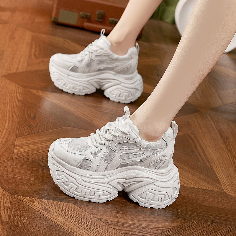 Mesh Sneaker Women - Damen Mode Chunky Plateau-Sneaker Atmungsaktives Mesh