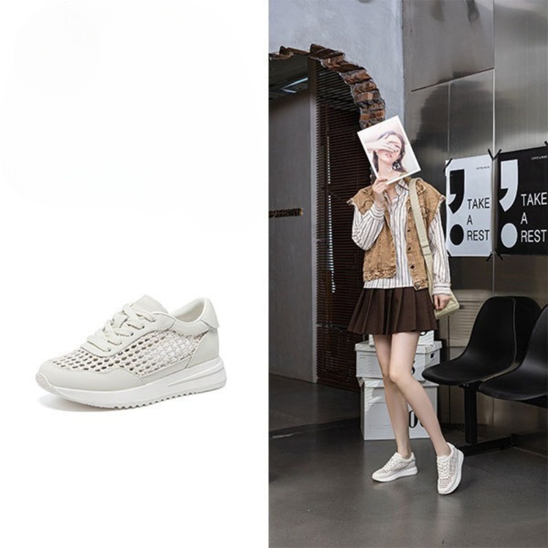 Leder Mesh Weiße Schuhe Damen  – Mesh Sneaker Women Bewertung und Preis